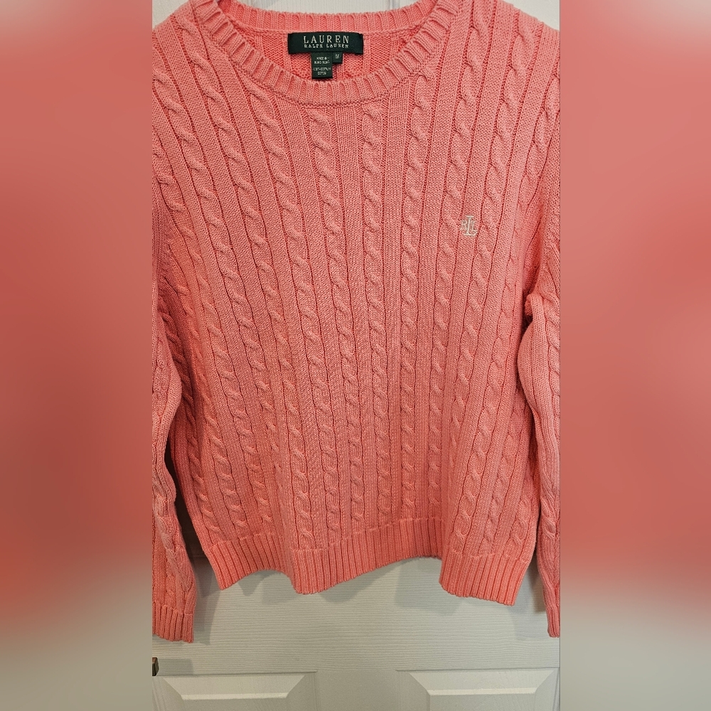 Lauren Ralph Lauren Women's Light Pink Knit Y2K Sweater Size--M - Picture 3 of 12